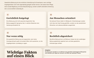 Middle website section of Holovey Betreuung