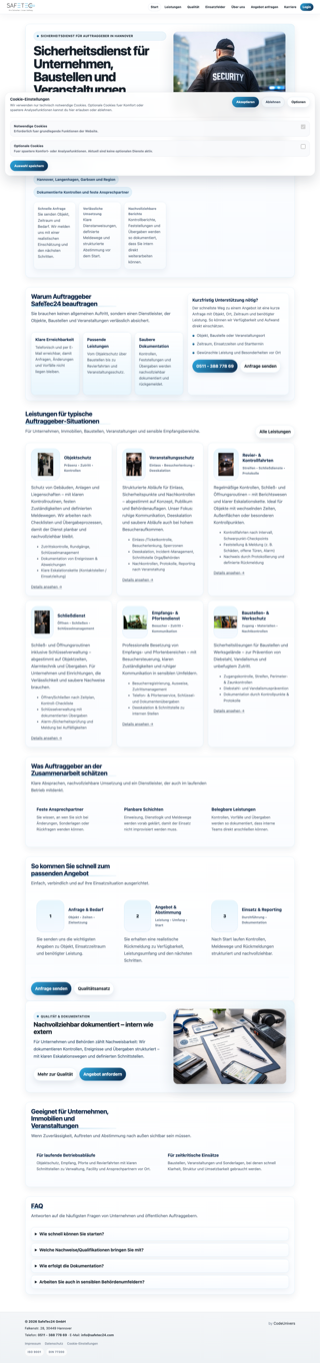 Lower homepage section of SafeTec24